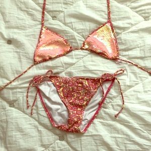 Victoria’s Secret pink sequin and floral bikini